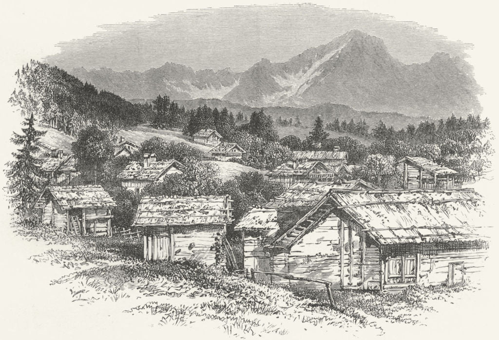 SWITZERLAND. Villars 1891 old antique vintage print picture